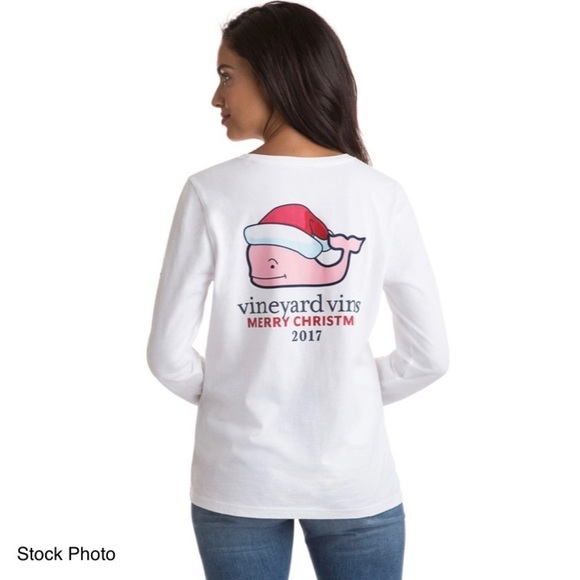 VINEYARD Vines Women’s Long Sleeve Santa Whale Pocket T-shirt in Grey Size L - Picture 9 of 12